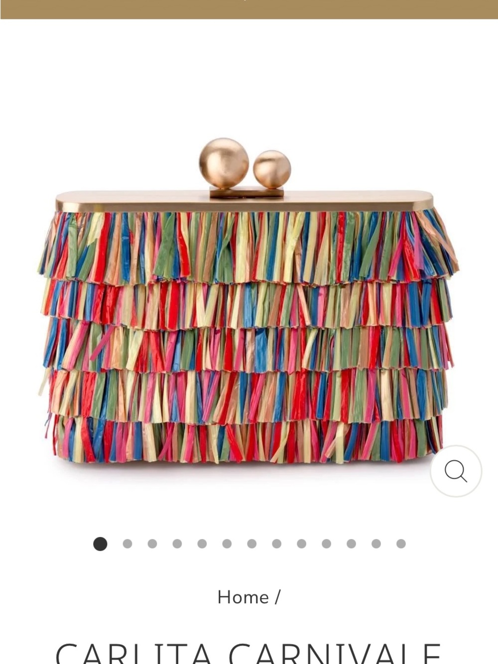 Olga Berg Rainbow Fringe Clutch with Gold Ball Clasp - Picture 2 of 12
